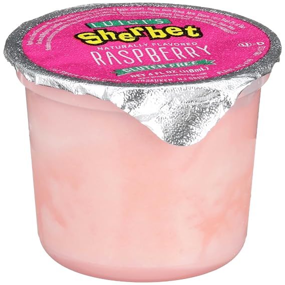 J and J Snack Foods Luigi's Raspberry Sherbet Cup, 4 Ounce, Pink, Disposable, Everyday Use, Everyday Baking