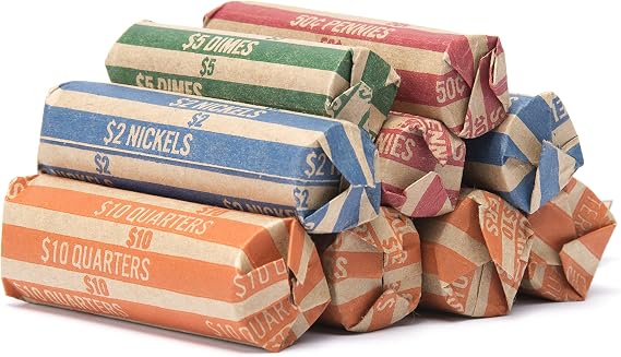 Coin Wrappers for Pennies, Nickels, Dimes and Quarters, 75 of Each Wrapper
