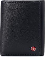 Alpine Swiss Mens Leon RFID Trifold Pocket Wallet Genuine Leather Wallet for Men, Slim Design with ID Window & Multiple Card Slots, Classic RFID Safe Pocket Wallet in gift box
