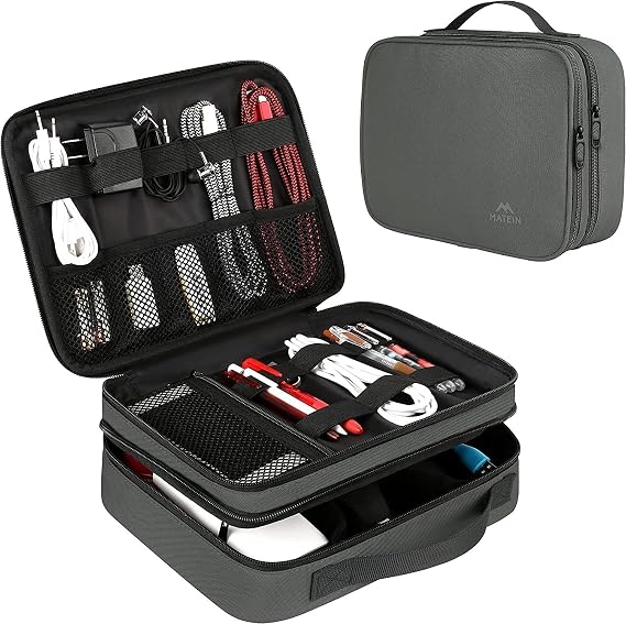 MATEIN Cord Organizer Bag, Travel Universal Cable Organizer Case, Grey