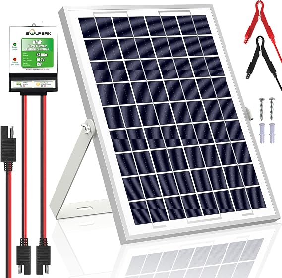 SOLPERK 10W Solar Panel,12V Solar Panel Charger Kit+8A Controller,Suitable for Automotive, Motorcycle, Boat, ATV, Marine, RV, Trailer, Powersports, Snowmobile etc. Various 12V Batteries. (10W Solar)