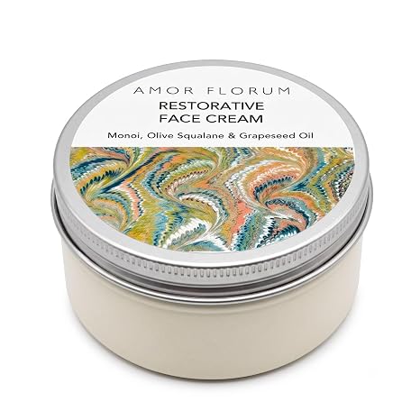 99% Natural Moisturising Cream - Face - Olive Squalan & Monoi - 100 g by AMOR FLORUM. Rich Gentle Soothes Nourishes Moisturises. pH 5.5 for Sensitive Skin