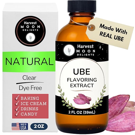 100% Natural Ube Extract for Baking, Ice Cream, Drinks and Candy - 2 Oz - Harvest Moon Delights - Water-Soluble - Clear & Dye Free - Ube Extract for Ube Halaya - Ube Flavoring for Baking Filipino Desserts and Drinks