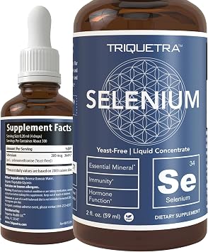 Selenium - 200 mcg, Selenomethionine Form, 300 Servings - Vegan, Glass Bottle, Yeast Free - Sublingual Liquid Concentrate - Antioxidant, Supports Immunity, Thyroid Health (2 oz.)