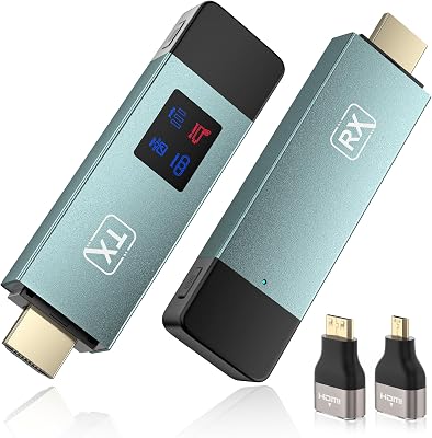Wireless Hdmi Transmitter and Receiver, Wireless HD Extender Plug & Play Portable 2.4G5G with LED Screen Wireless Hdmi Kit for Streaming Video and Audio to Monitor from LaptopPcTv BoxProjector