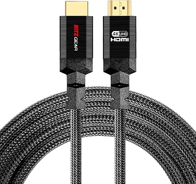 Ritz Gear 4K HDMI 2.0 Cable 6 ft. 18 Gbps Ultra High Speed Braided Nylon Cord & Gold Connectors - 4K@60HzUHD3D2160p1080pARC & Ethernet. Compatible with UHD TVMonitorPCPS5Xbox