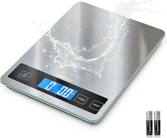 Food Scale, 33lb Kitchen Scale with 1g Precision, for Cooking, Black | Premium Stainless Steel & Tempered Glass, Splash-Resistant Sturdy Surface, 5 Units, Tare, Baking & Meal Prep