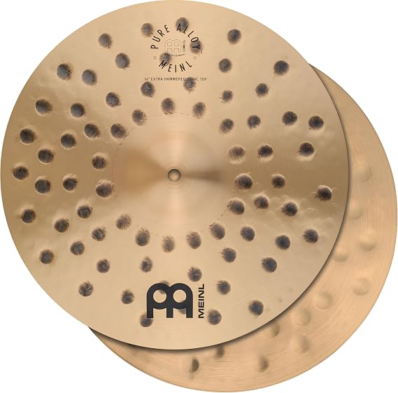 Meinl Cymbals Pure Alloy 14" Extra Hammered Hihat Cymbal for Drums, Pair MADE IN GERMANY