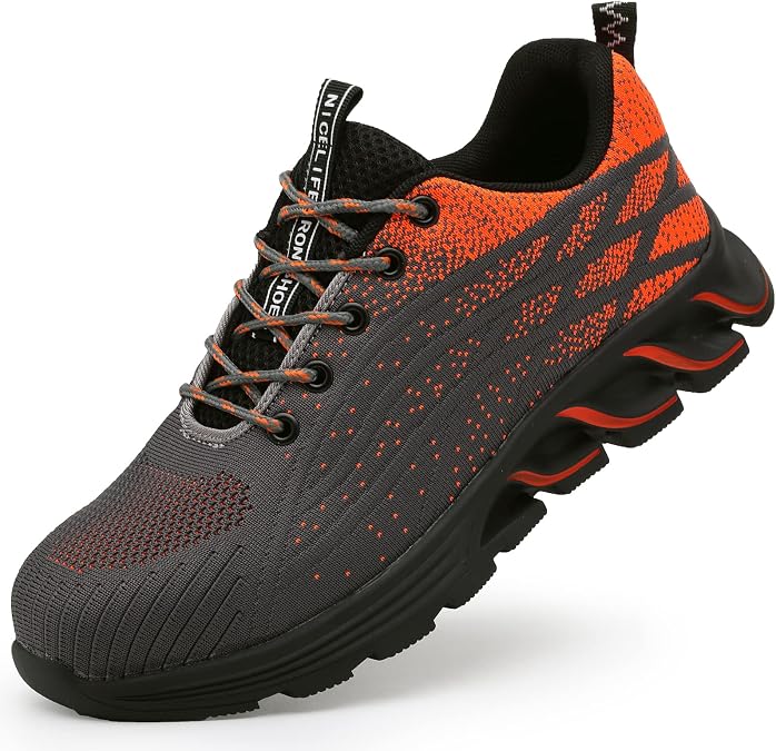 Steel Toe Work Shoes for Men Women Lightweight Industrial & Construction Slip Resistant Puncture Proof Safety