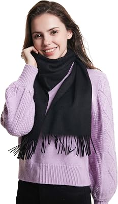 EURKEA 100% Cashmere 2025 Winter Scarf for Women Fringed Edges Warm & Soft Lightweight SolidPlaidTwo-Tone Free Size