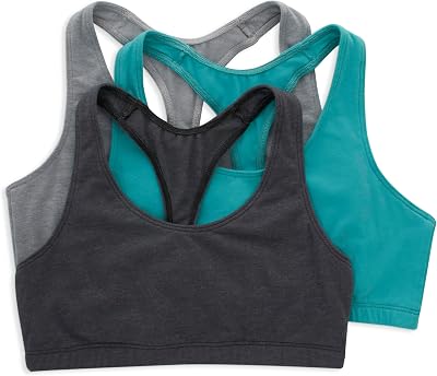 Hanes Womens Racerback Cotton T-Back Bralette 3 Pack