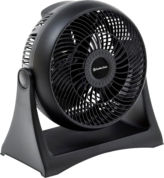 Comfort Zone Table Fan, 8 inch, 3 Speed, Personal Fan, Electric, Wall Mountable, 180 Degree Adjustable Tilt, Tabletop Fan, Desk Fan, Airflow 7.91 ft/sec, Ideal for Home, Bedroom & Office, CZHV8T