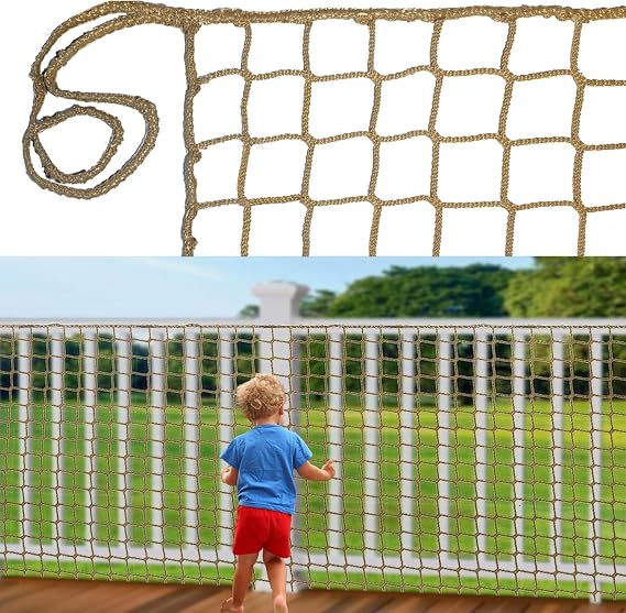 Safety Net for Children Cat Net for Balcony Polyester Protective Net Bunk Bed Net Fall Protection Stair Safety Net Railing Protection Net Knotless Universal Safety Net Brown (1 x 3 m)