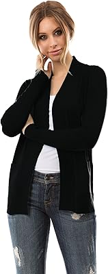 Cielo Open Front Solid Color Long Sleeve Sweater Cardigan Black XL