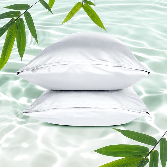 Bare Home 100% Rayon Made from Bamboo Pillowcase Set (King, White) | 100% Rayon Made from Bamboo, Luxury Look, Breathable, Easy Fit, Soft, Envelope Closure, Set of 2