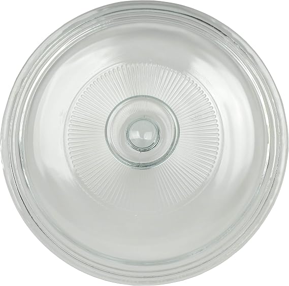 CorningWare G-5C 1.5Qt Fluted Round Glass Replacement Lid | Non-Porous Surface | Easy Cleaning | Refrigerator Freezer Compatible | Long-Lasting Performance