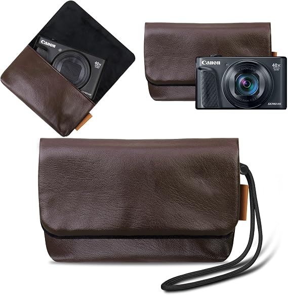 Lacdo Camera Case Bag for Canon PowerShot G7 X Mark III / G7X Mark II Digital Camera, Soft Leather Protective Camera Travel Pouch Sleeve, Compact Canon G7 X Mark III Case Bag with Wrist Strap, Brown