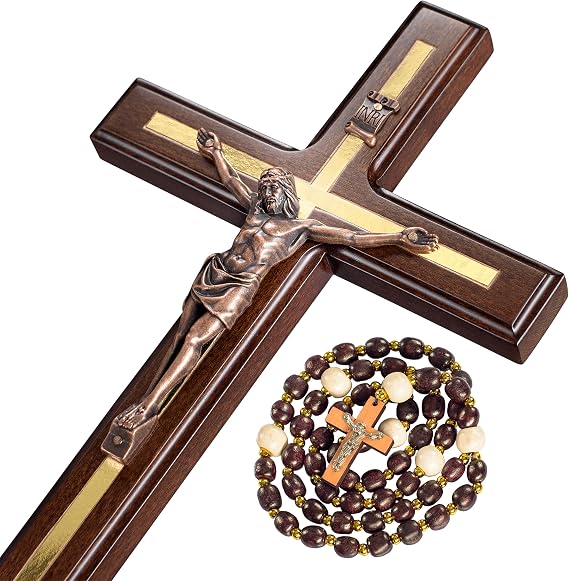 Asterom Crucifix Wall Cross, Catholic Crucifix, Wooden Cross for Wall | 12 Inches, Handcrafted with Love in Ukraine