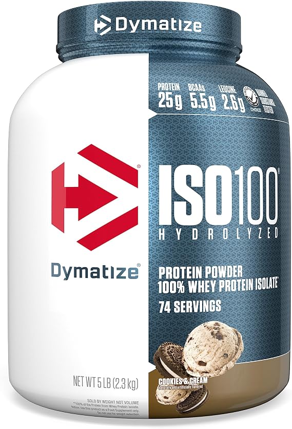 Dymatize ISO100 Protein Powder, 100% Whey Isolate, Cookies & Cream