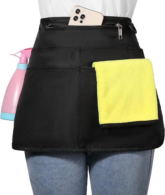 Bafelia Cleaning Apron Caddy for Women with 6 Pockets, Professional Waterproof Cleaning Supplies for Housekeeping