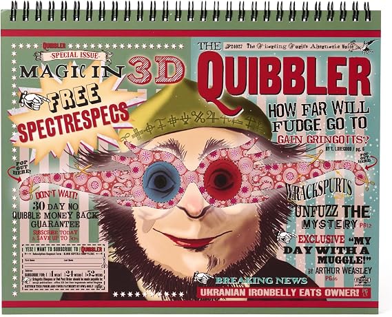 ConQuest Harry Potter The Quibbler Undated Weekly Spiral Planning Pad | 8'' x 10'', 52 Page, To-Dos, Priorities, Habit Tracker & Notes, Durable Bookboard-Wrapped Backboard, Officially Licensed