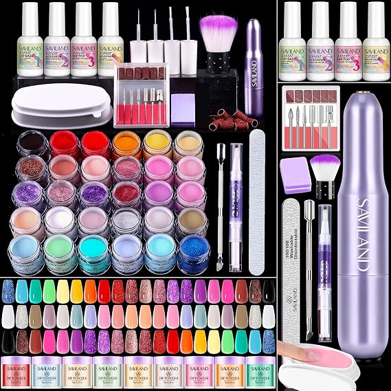 SAVILAND 30 Colors Dip Powder Nail Kit with Drill Starter Set