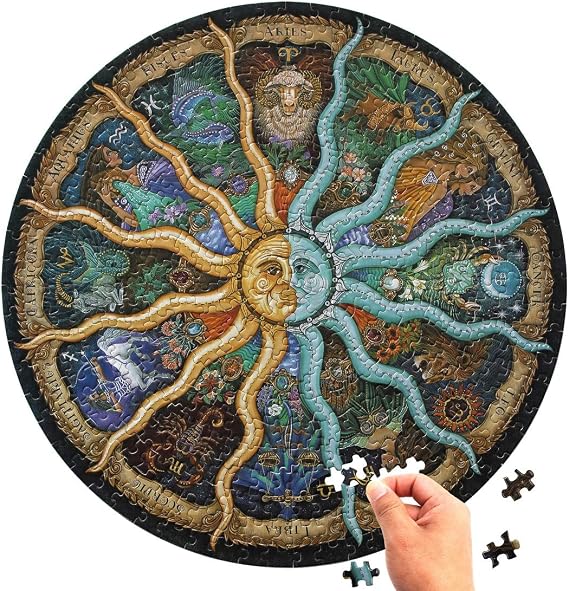 Zodiac Puzzle for Adults 500 Piece Round Constellation Astrology Puzzles