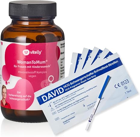 WomanToMum ® Fertility Tablets + 5 Pregnancy Tests I 14 High Dose Nutrients I 60 Capsules