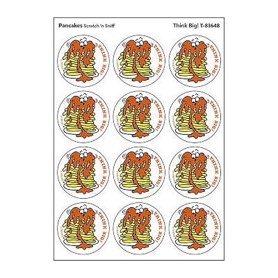 Think Big!Pancakes Scent Retro Scratch n Sniff Stinky Stickers by TREND; 24 SealsPack - Authentic 1980s Designs!