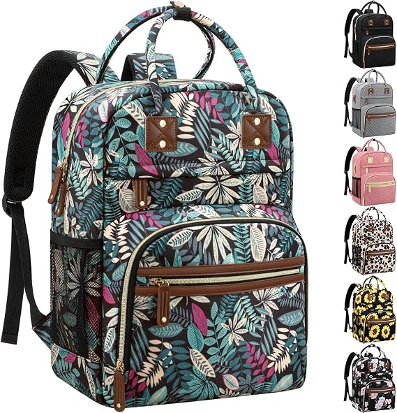 Tenot Diaper Bag Backpack Tote for Women Large Capacity, Baby Bag with Insulated Pockets Multifunctional Diaper Bags, Colorful Leaves, 11.5" L x 6.0" W x 16.0" H, Standard