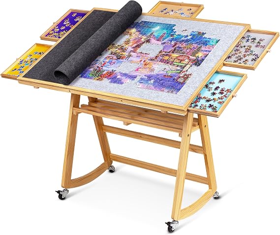 Lavievert 1500 Piece Tilting Puzzle Table with 5 Colored Drawers & Cover