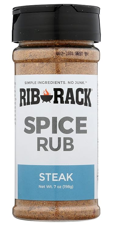 Rib Rack Dry Spice Rub - Steak, 7.0 oz. - Meat Seasoning for BBQ, Grill, Smoker - All Natural Ingredients (Packaging May Vary)
