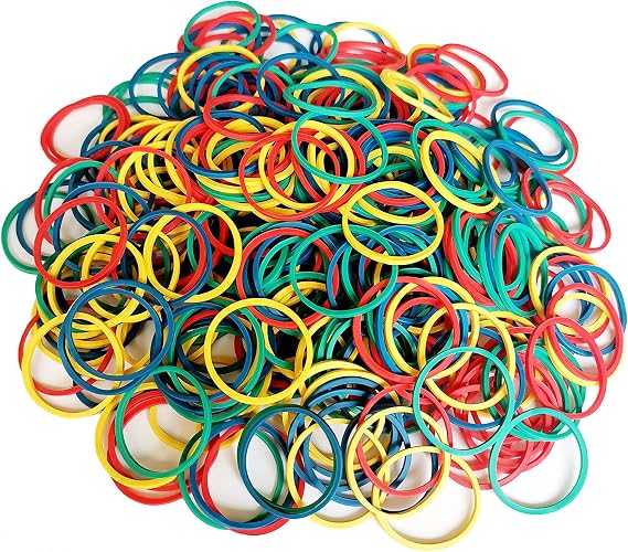 1000PCS 25mm(1inch) JOYLOYAL Multi-Color Rubber Bands Stretchable Elastic Bands Sturdy Rubber Bands for School Home and Office Use Stationery Supplies