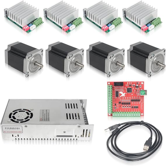 RATTMMOTOR 4 Axis CNC Controller Kit, Nema23 Stepper Motor 23HS8430