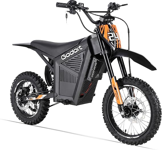 Godoit Electric Dirt Bike for Teens & Adults, 3000W 37MPH 200Nm Torque, 48V 21Ah Battery, 14/12 Fat Tires, Full Suspension, Hydraulic Disc Brakes, Off-Road Mountain eBike