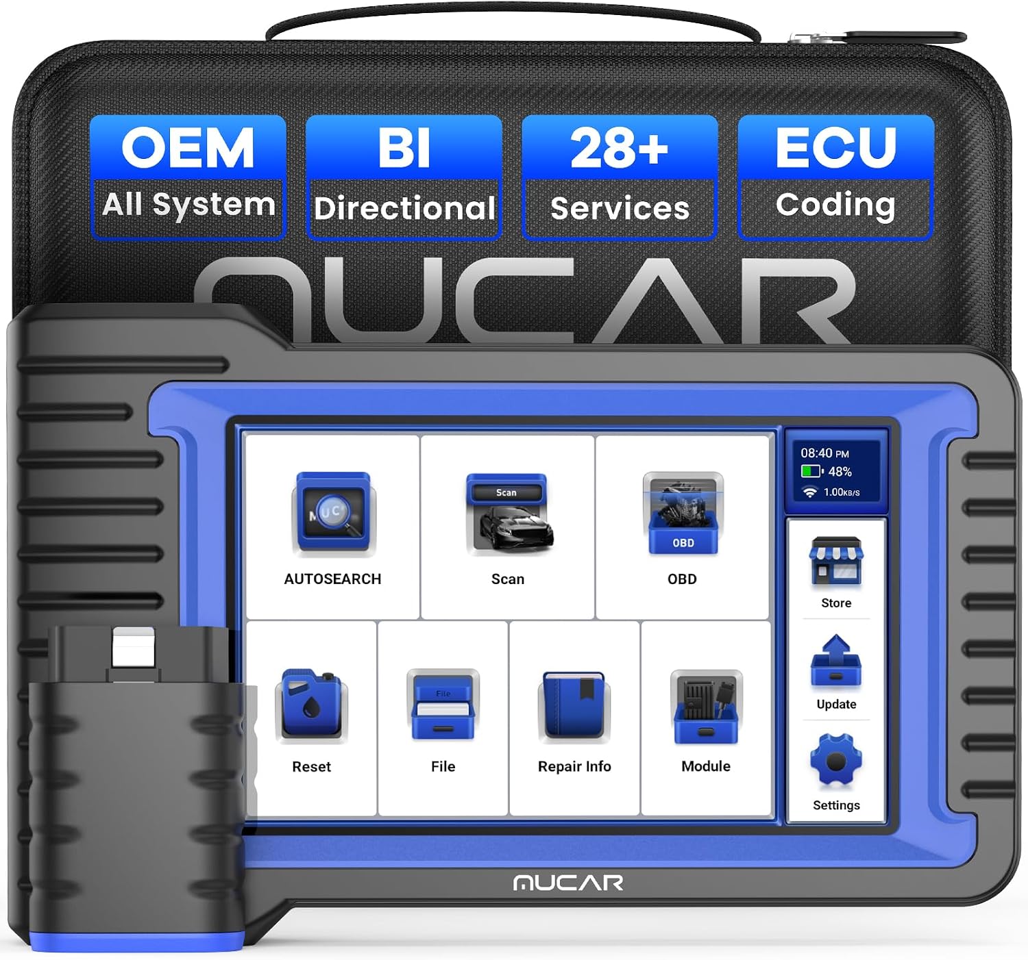 MUCAR VO7 Customize Hidden Free Advanced ECU Coding  Bidirectional Controll Car Diagnostic Tool, 28 Free Reset  Full System Diagnostic Car Fault Code OBD2 Code Reader Scan Tool with HD Camera
