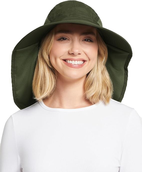 Solbari Unisex Outback Travel Hat UPF 50+ | Lightweight, breathable full coverage hat with neck flap and side mesh ventilation for hiking, travel and everyday wear