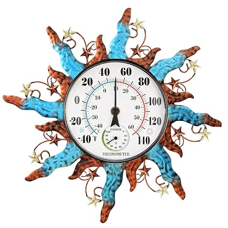 Sun Outdoor Thermometer Waterproof Wall Thermometer for Patio Garden Yard