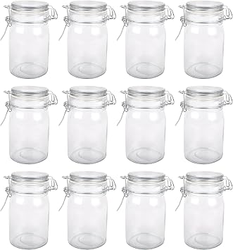 Ashland Round Glass Jar with Latch, 12 Pack