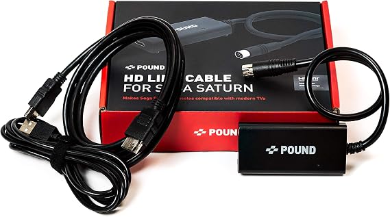 POUND HDMI HD Link Cable for Sega Saturn - HDMI Cable with Native RGB Picture Quality, 720p Resolution, Plus Micro USB Cable for Boosted Power