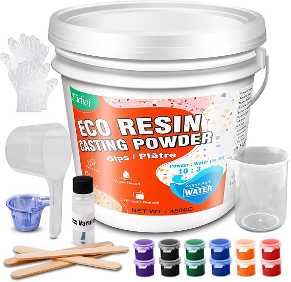 Eco Resin Casting Powders 4500g - Water Activated Plaster Powder, Easy Mixing & Self Leveling, Fast Cured 20-30 Minutes Demold, Resincrete Powder for DIY Crafts, Home Art, Sculpture & Molds