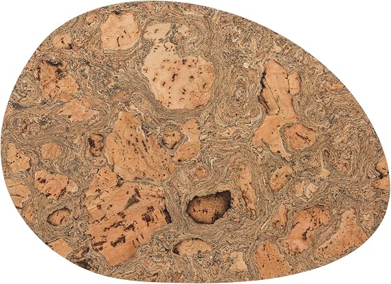 Casafina 16.75" x 12.25" Set of 4 Egg Shape Placemats - Cork Collection, Iceberg Grey | Heat Safe Tableware | Natural Portuguese Cork Material | Restaurant Quality Serveware