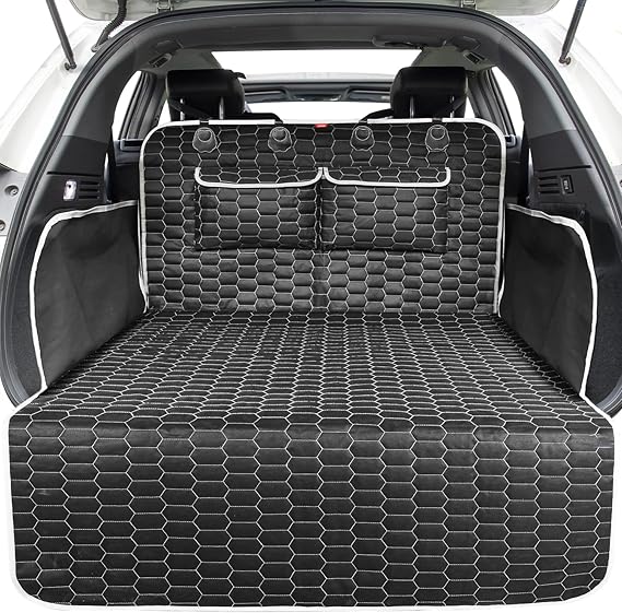 Oasser Cargo Liner for Dogs, Waterproof Trunk Cover 40.5x72.8in | Side Flaps and Bumper Protector, 2 Storage Pockets, Non-Slip PVC Bottom, 600D Oxford Cloth, for SUV Sedan Van