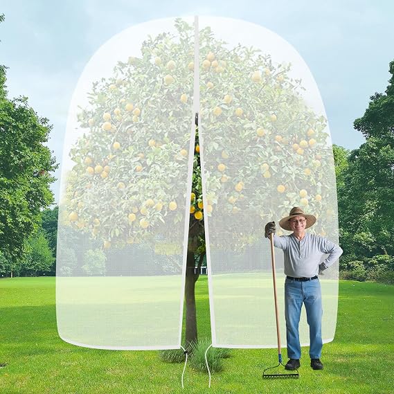 9 x 10Ft Large Fruit Tree Netting Bags, Tree Netting Cover with Zipper