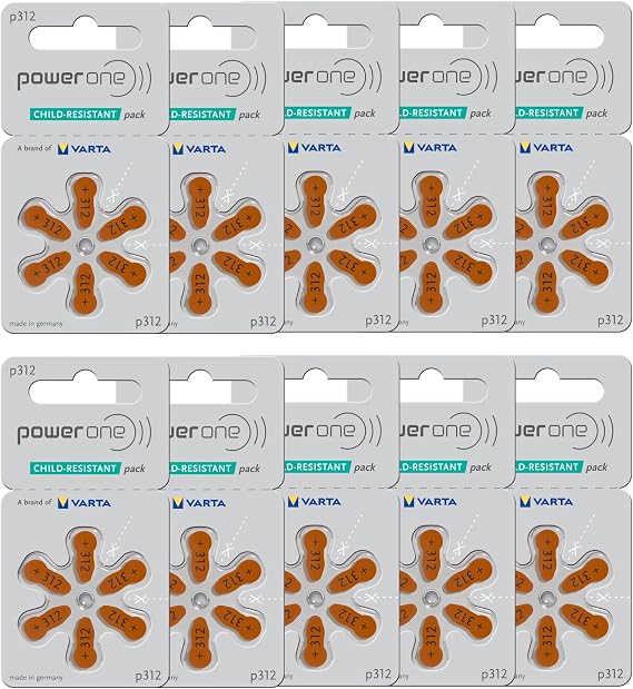 Varta PowerOne Size 312-10 packs (60 cells)
