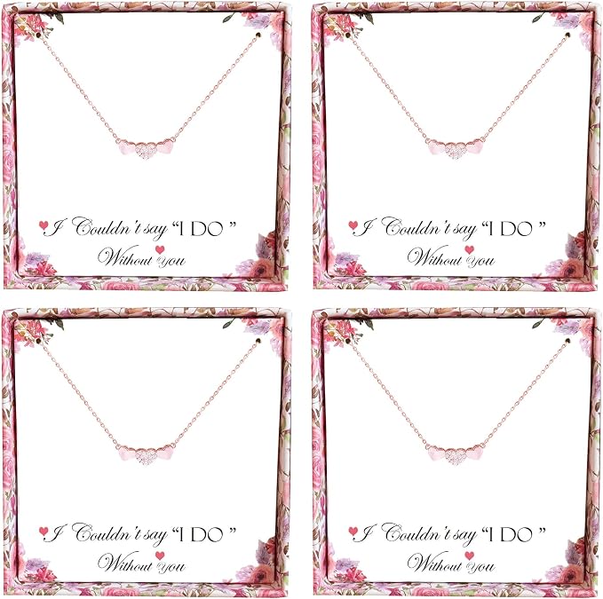 Rose Gold Gold 3 Heart Necklace for Friends Bridesmaid