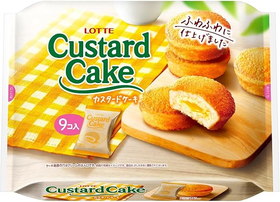 Lotte Custard Cake Party Packs, 1 Bag Pack of 9