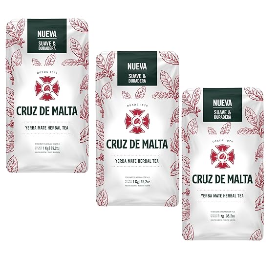 Cruz de Malta Yerba Mate Loose Leaf Tea 2.2 Lb - 1Kg - Pack of 3
