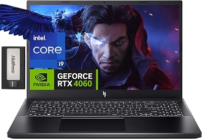 acer Nitro V 15 15.6 FHD IPS 144Hz Gaming Laptop, Intel i9-13900H, 16GB DDR5, 512GB SSD, NVIDIA GeForce RTX 4060, Backlit Keyboard, Wi-Fi 6, Webcam, Win 11, Black, 256GB Docking Station Set