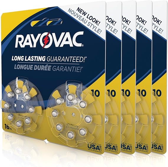 Rayovac L10ZA-80ZM Mercury Free Hearing Aid Battery, Size 10, 80- Count